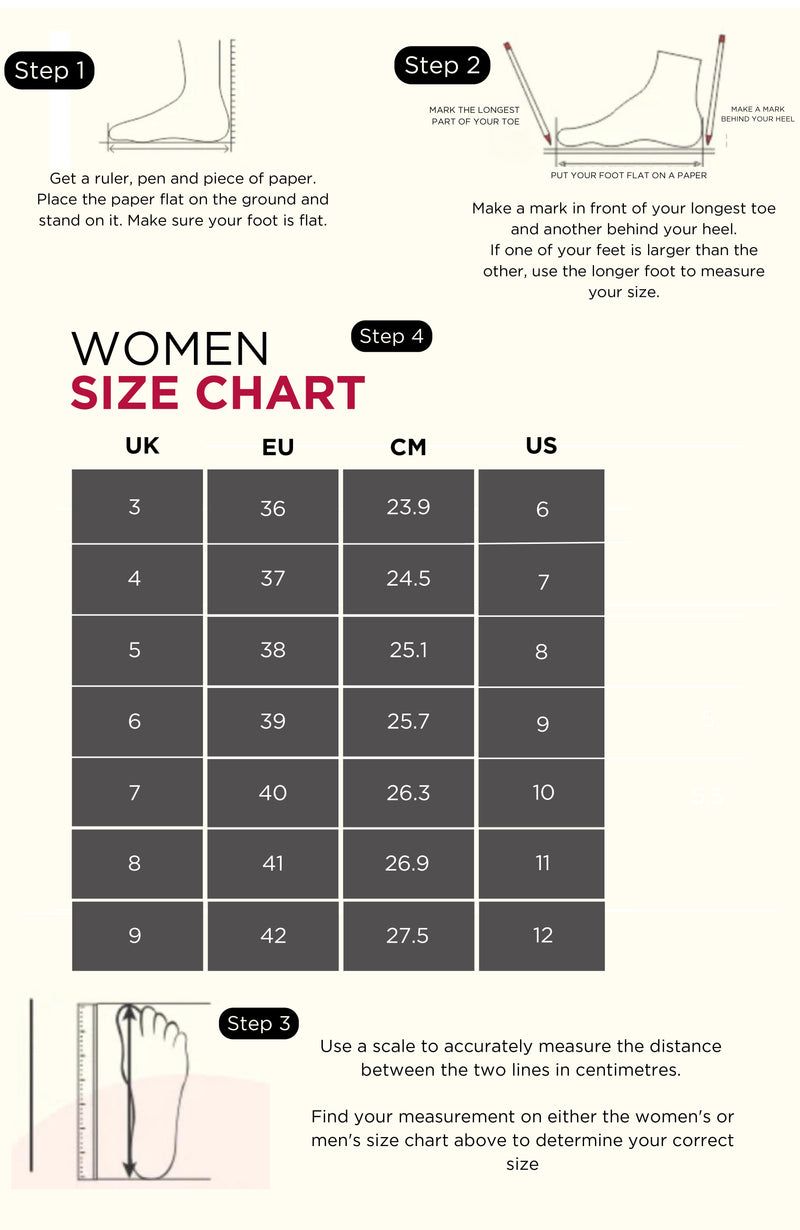 Footwear Size Guide: How to Find Your Perfect Fit – Radiarte