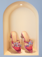 NOVA Pink Slide Heels – 2.5 Inch Crystal Embellished Slides | Stylish Women's Footwear