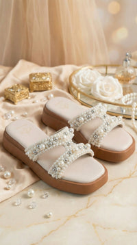 Bliss Handcrafted Pearl Flatform Slide – Top View by Radiarte