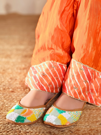 Multicolor Jutti Zale - Leather & Satin Upper, Cushioned Footbed, Embellished with Beads & Sequins