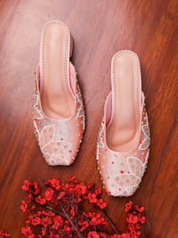 PEACH PRISM – Light Pink Embellished Heel Slides for Women (2.5 Inch)