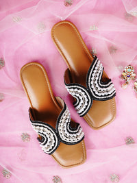KAAYA - Flat Sliders for Women with Bead Detailing