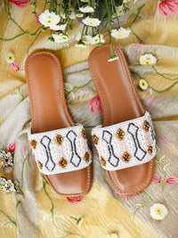 TAJ - Flat Sliders with Pearl Detailing – Comfortable Daily Wear